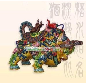 Chinese Cochin Ceramics Statue-Golden Ox