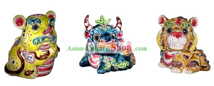 Chinese Classic Cochin Zodiac Ceramics Statues 12 Pieces Sets