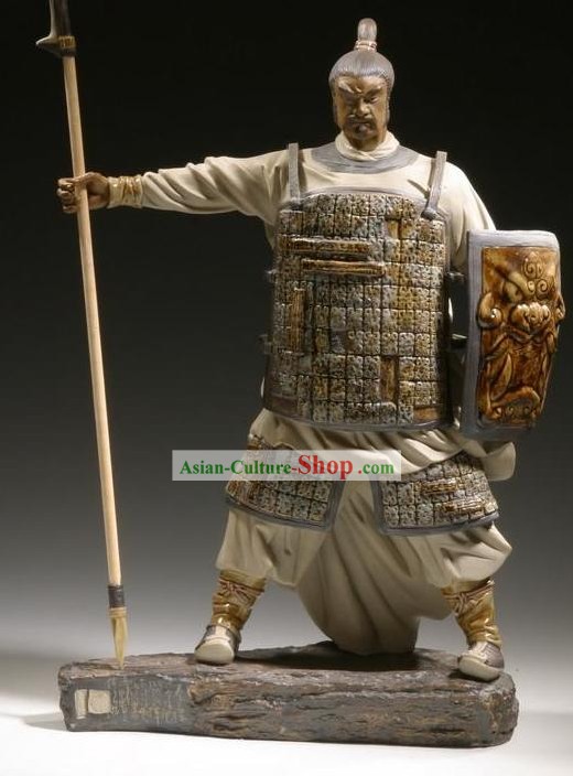 Céramique chinoise classique Shiwan Statue Collection des Arts - Guerrier