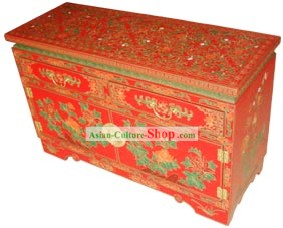 Superbe cabinet chinois chanceux Bois-Rouge