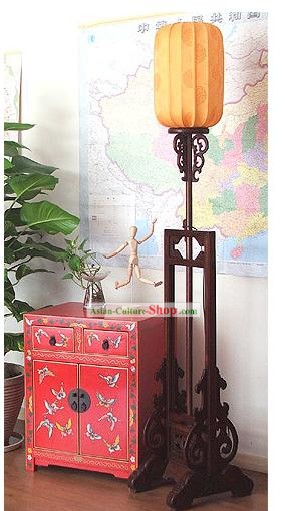 87 Inches Height Archaize Chinese Classical Walnut Wood Palace Floor Lantern