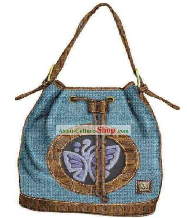 Hand Made and Embroidered Chinese Miao Minority Handbag for Women - Butterfly