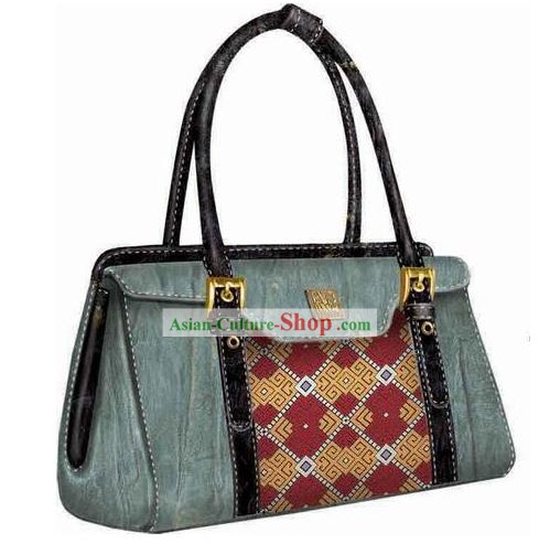 Hand Made and Embroidered Chinese Miao Minority Handbag for Women - Marble