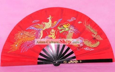 Chinese Stainless Dragon Phoenix Steel Taiji and Kung Fu Fan