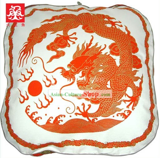 Traditionnelle Chinoise main Couverture Grand coussin dragon