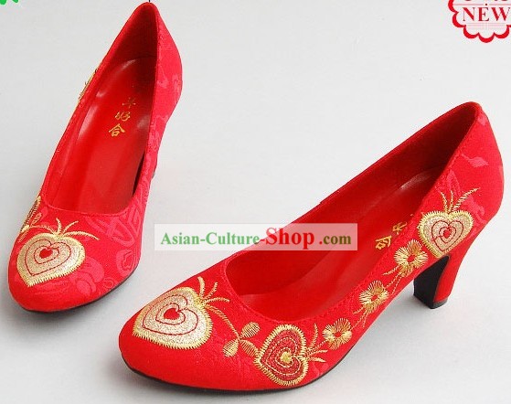Chinese Traditional Bride Wedding Shoes - Bai Nian Hao He