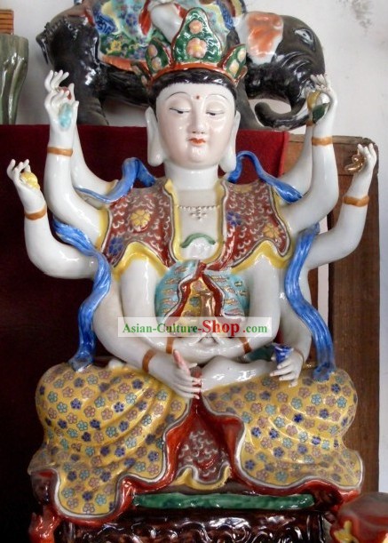 Chinês tradicional Handmade Buddha Statue Cerâmica