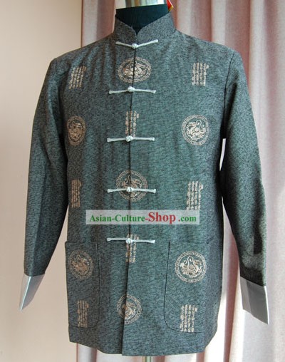 Chinese Classical Hand bestickt Deep Green Drachen Bluse