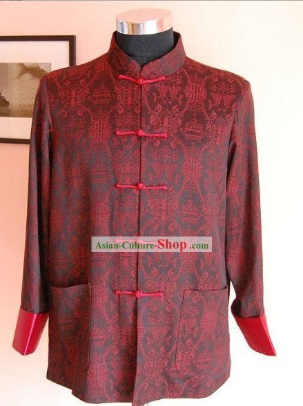 Chinese Classical Hand bestickt Coffee Drachen Bluse