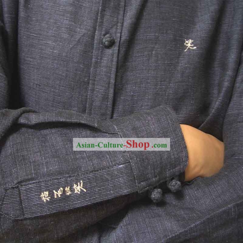 Chinese Mandarin Handmade Flax Blouse for Men