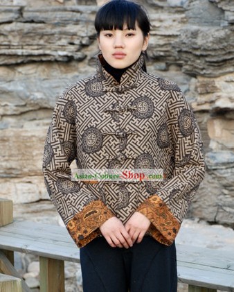 Tradicional Chinesa Mandarim Overcoat Cotton Antiga Estilo para as Mulheres