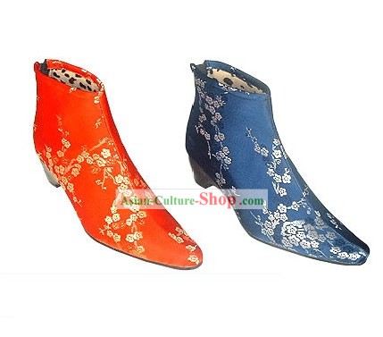 Chinese Traditional Handmade Cuban Heel Cotton Boots