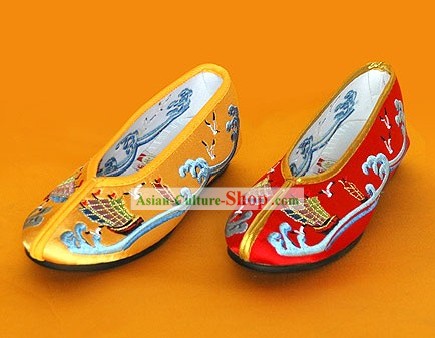 Chinese Classic Handmade Embroidered Shoes for Children - Sea World