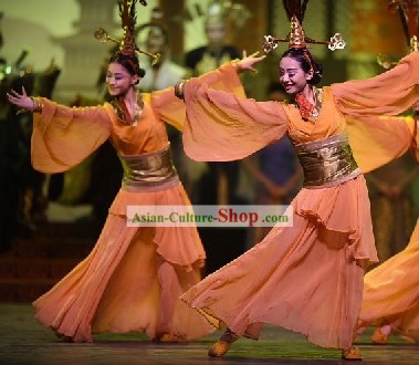 Chinese Ancient Han Dynasty Palace Dance Costumes Complete Set