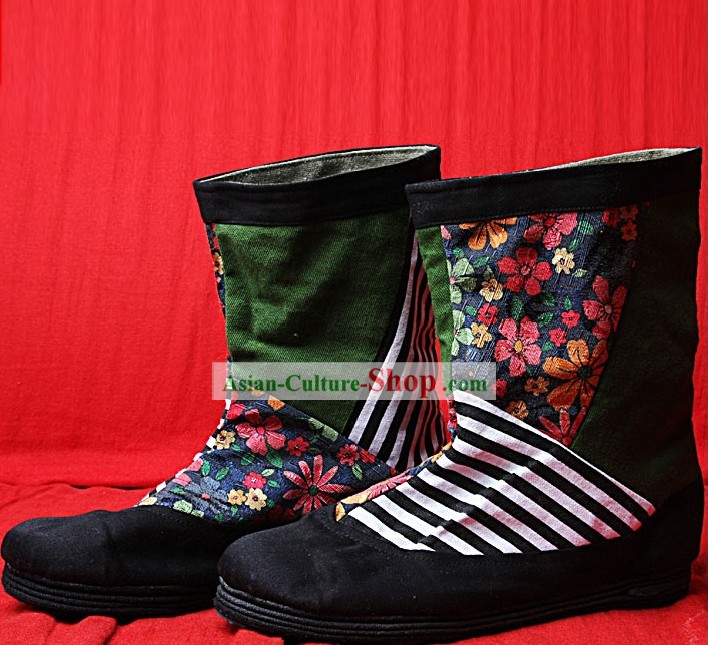 Handmade Zebra Longo Botas Pano