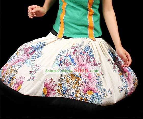 Handmade Unique Design Flower World Short Skirt