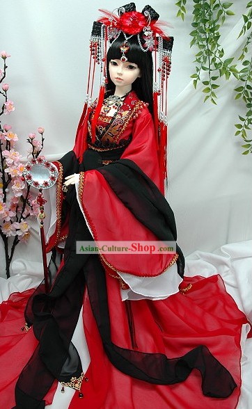 Chinese Ancient Lucky Red Palace Costumes Complete Set