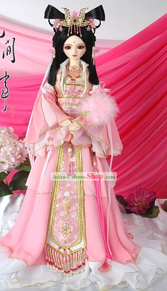 Supreme Chinese Ancient Pink Princess Clothing, Hair Decoration and Accessories Complete Set