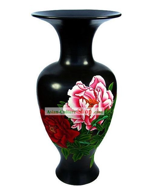 Chinese Traditional Longshan Black Pottery - Large Peony