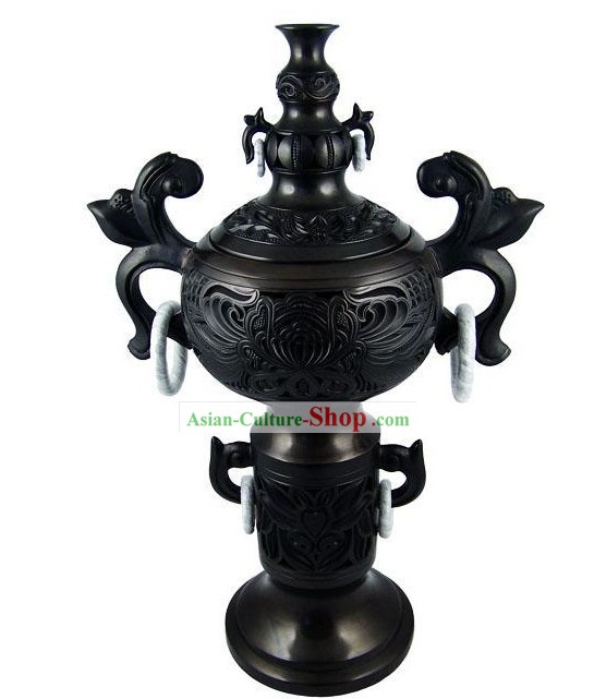 Chinese Traditional Longshan Black Pottery - Censer