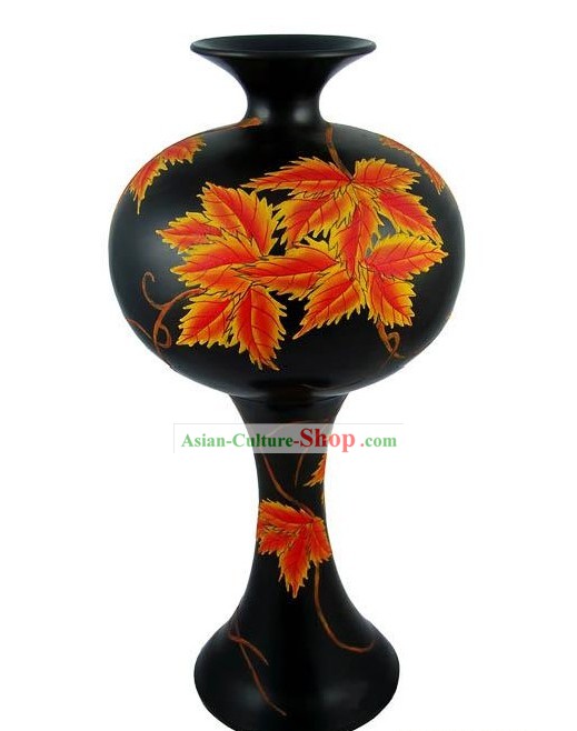Chinese Traditional Longshan Black Pottery - Maple Leaf