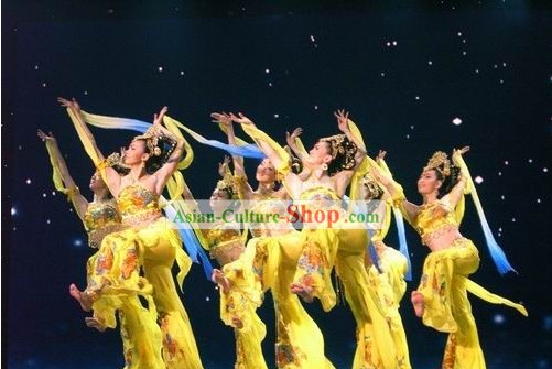 Chinese Classic Thousand Hands Kwan-yin Dance Costumes Headpiece, Long Nail and Jewelry Complete Set
