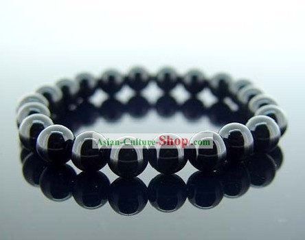 Kai Guang Feng Shui Chinese Natural Black Agate Bracelet (avoiding ill)