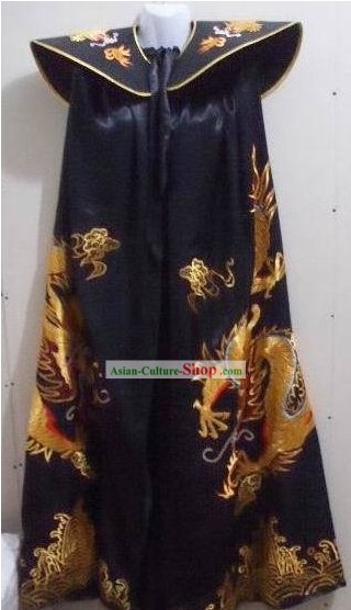 Chinese Ancient Emperor Embroidered Dragon Long Cape