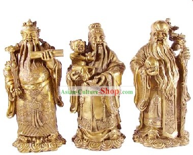 Chinês Tradicional Feng Shui Deus da Sorte Riqueza Saúde (3 Estátuas Set)