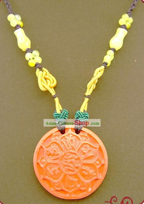 Feng Shui chinês Kai Vermilion Guang Lotus Necklace (antiga oração e bênção)