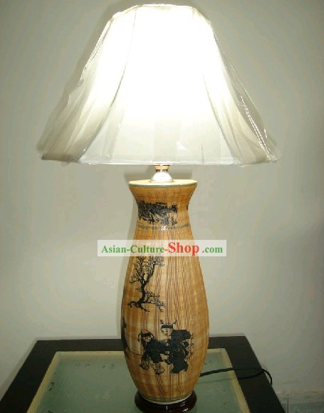 Clássico chinês Jing De Zhen lâmpada de leitura de cerâmica