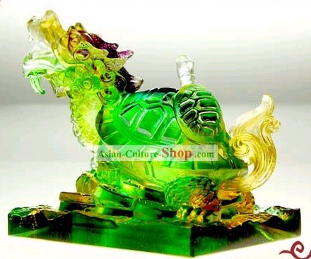 Clássico chinês Feng Shui Coloured Vidros Tortoise Dragon (crianças ricas)