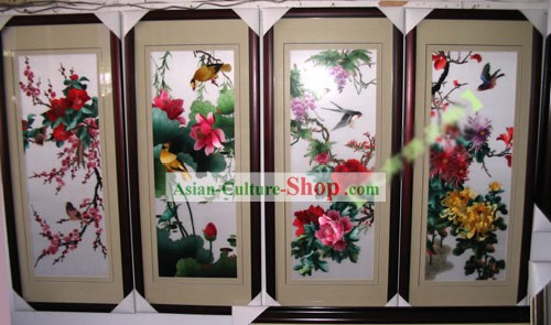 Supreme Chinese Hands Embroidery Handicraft Collectible - Four Seasons (four pieces set)