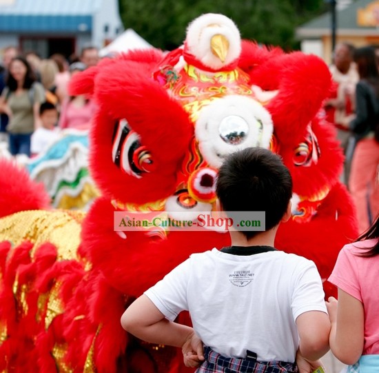 Chinese New Year Red Supreme Grand Opening and Happy Celebration Red Lion Dance Costume Complete Set