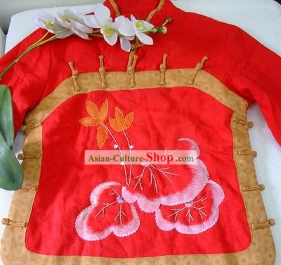 Supremo chinês feliz Ano Novo Mãos bordado Mandarin Jacket Botão Quente