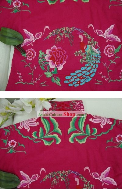 Suprema tradicional bordado chino manos Phoenix chaqueta de algodón caliente (rosa)