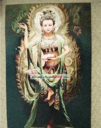 Supreme Chinese All Hand Embroidery Handicraft - Dancing Kwan-yin