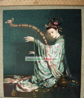 Supreme Chinese All Hand Embroidery Handicraft - Harp Fairy