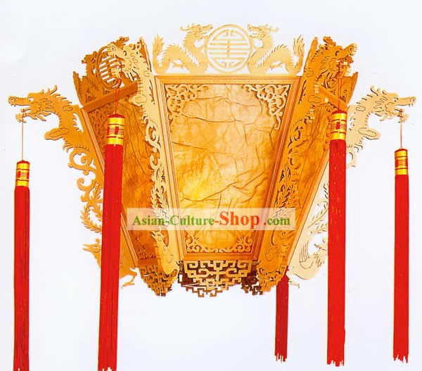 38 pouces super grande main chinoise Fabriqué Lanterne plafond en bois - Ball Dragons Jouer