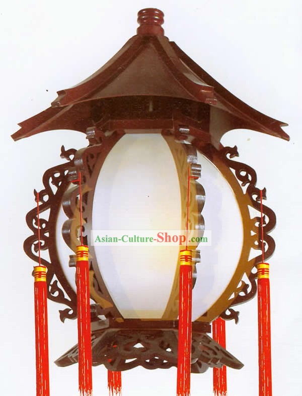 20 Inches Large Chinese Hand Made Tower Shape Wooden Ceiling Lantern