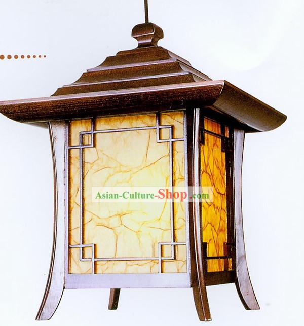 Chinese Hand Made Pavilion Shape Wooden Ceiling Lantern