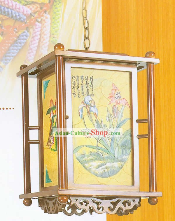 Chinese Classical Hand Made Wooden Hanging Lantern - Traditional Paint