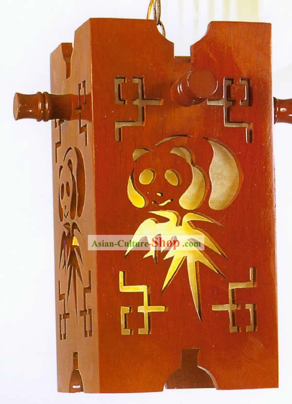 Chinese Classical Hand Made Wooden Hanging Lantern with Hand Carved Panada