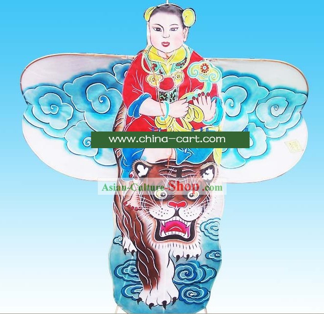Mano cinese Weifang tradizionale dipinta e Made Kite - Ragazzo Antica Equitazione Tiger