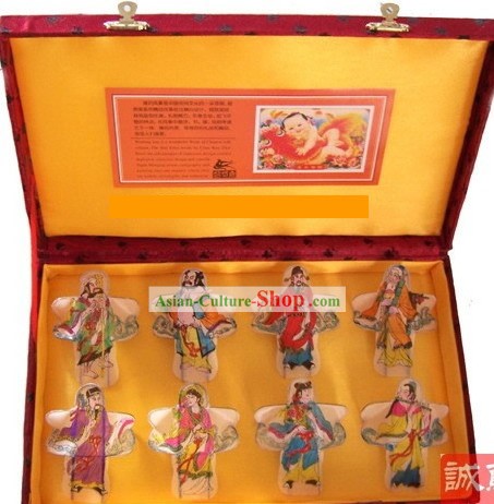 Chinese Traditional Weifang Hand Painted and Made 8 Kites Set - the Eight Immortals