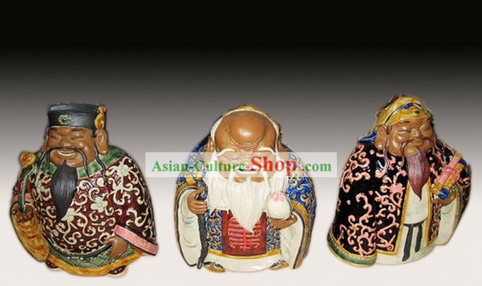 Chinese Classic Shiwan Ceramics Statue Arts Collection - God of Lucky, Healthy and Wealthy