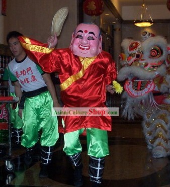 Celebração feliz Rindo Masculino Buddha Máscara, Costumes e Belt Set