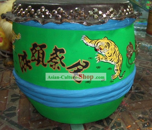 Supremo chinês Mão Grande Luminous Painted Kung Fu tambor de madeira e couro Tiger (brilham no escuro)