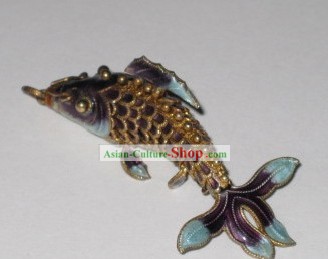 Chinoise Argent Cloisonné artisanat traditionnel-Purple Goldfish