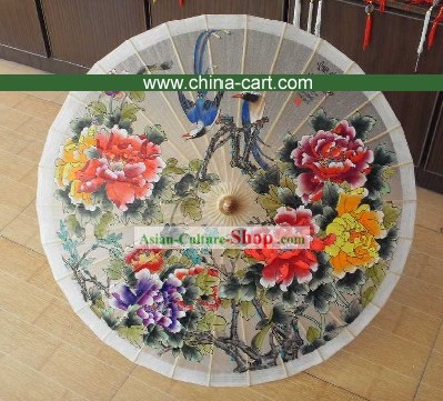 最高中国の手作りと塗装牡丹や鳥傘